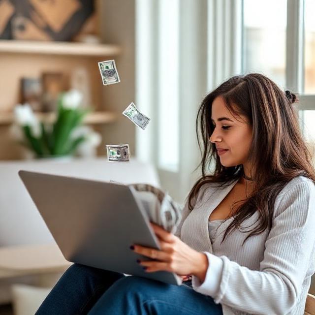 How to make money from instagram A girl using laptop on her lap