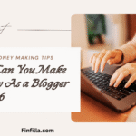 A girl using black laptop and a title " How can you make money as a blogger in 2026 showing in other frame.