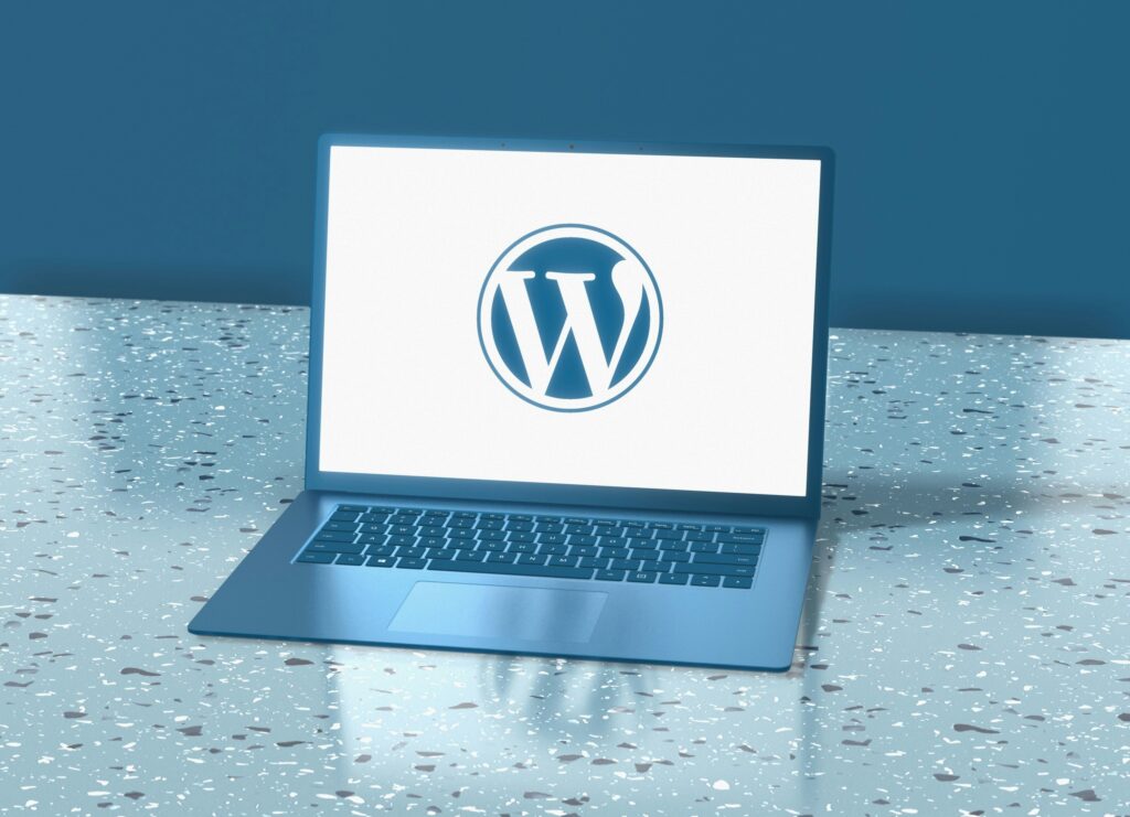 Wordpress logo on laptop screen