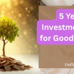 A small tree growing from a pile of coins, symbolizing financial growth. Text reads "5 Years Investment Plan for Good Returns" on a purple background.